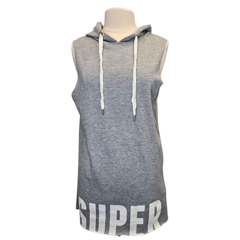 Pull&Bear Women's EUR M/Mex 28 Superhero Graphic Gray Sleeveless Hoodie Dress
